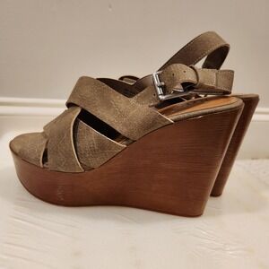 A.N.A. Wedge Sandals Dorian Platform Ankle Strap Tan Beige 8M